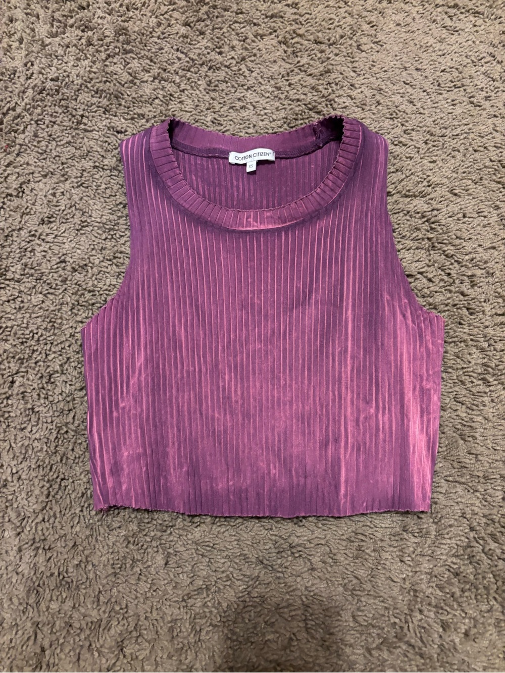 Cotton Citizen Plum Ribbed Cropped Tank